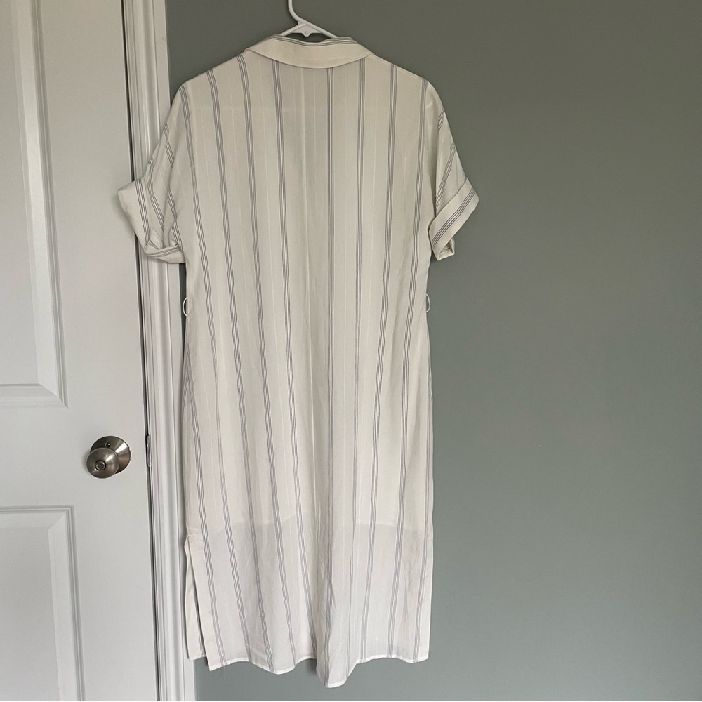 Gentle Fawn "Kaysey" Navy White Pinstripe Button Down Dress - Picture 12 of 14